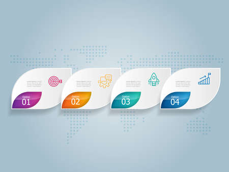 abstract horizontal timeline infographics element presentation report with business icons 4 step vector illustration backgroundのイラスト素材