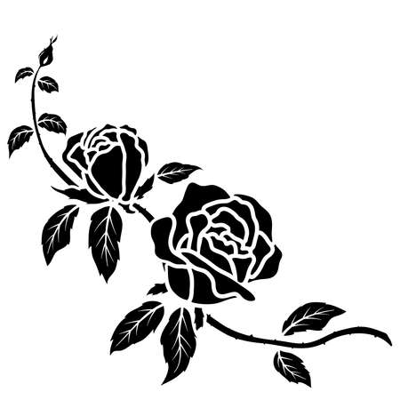silhouette black rose flower decoration vector illustration backgroundのイラスト素材