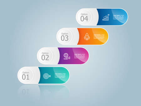 abstract stair steps growth up infographic element presentation report template background vector illustrationのイラスト素材