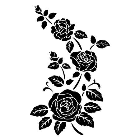 silhouette black rose flower decoration vector illustration backgroundのイラスト素材
