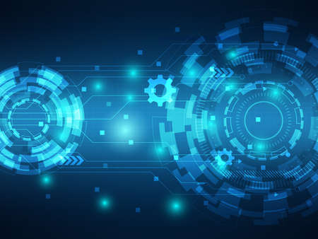 abstract blue futuristic cyber technology background vector illustrationのイラスト素材