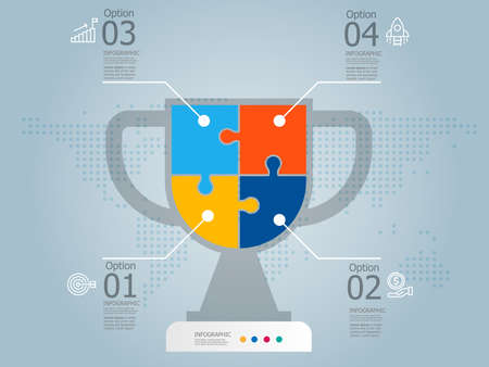 abstract steps infographic presentation report element background with business icon 4 options vector illustrationのイラスト素材
