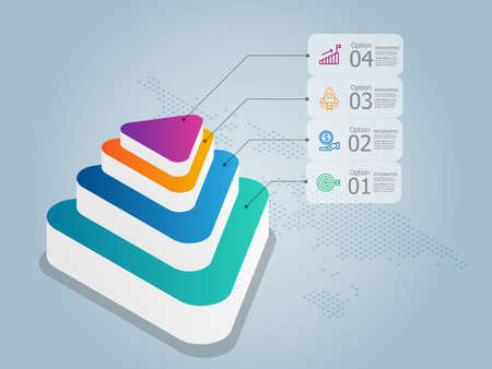 abstract steps pyramid isometric infographic presentation report element background with business...