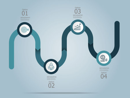 abstract timeline roadmap infographic presentation element with business icons 4 steps vector illustratioin backgroundのイラスト素材