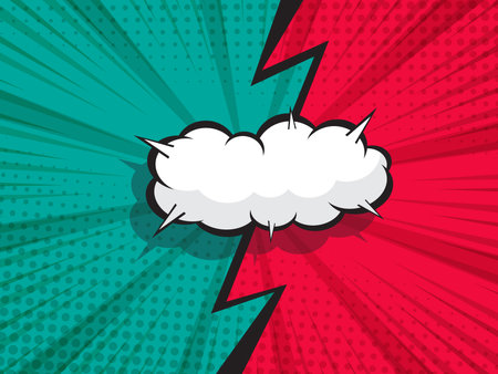 abstract comic book, pop art vs, versus, duel fight cartoon  with blank speech bubble halftone dotted background vector illustrationのイラスト素材