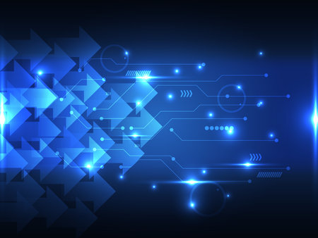 abstract blue power cyber digital technology futuristic background vector illustrationのイラスト素材