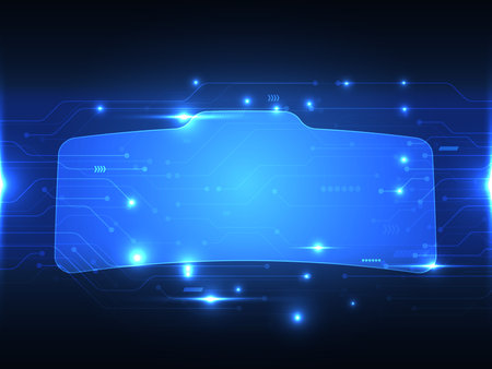 abstract blue power cyber digital technology futuristic background with copy space vector illustrationのイラスト素材