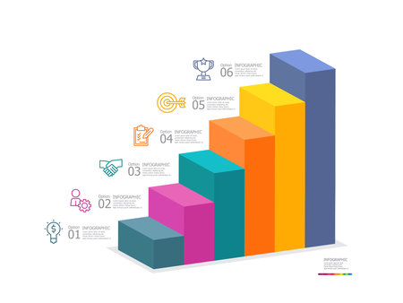 horizontal steps timeline infographic element report background with business line icon 6 steps for any business-related presentation or publication vector illustrationのイラスト素材