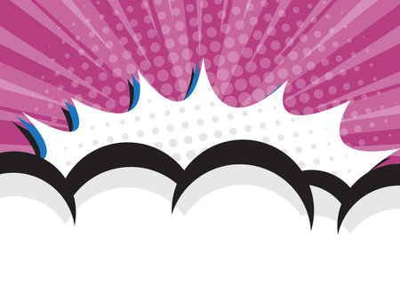 abstract comic book, pop art cartoon with blank speech bubble halftone dotted background vector illustrationのイラスト素材