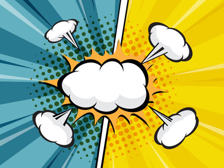abstract comic book, pop art cartoon background with blank speech bubble vector illustrationのイラスト素材