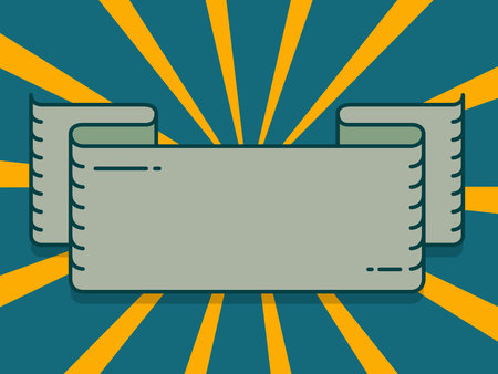 green blank old vintage ribbon with sunburst and yellow rays background vector illustrationのイラスト素材