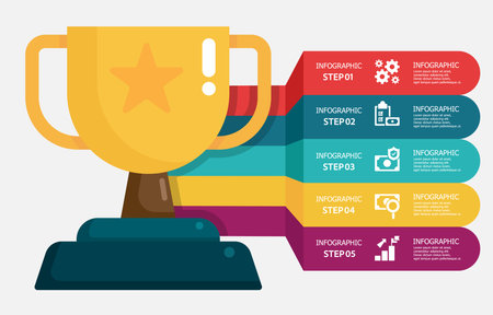 infographics timeline business workflow report background with business icon 5 steps for presentation vector illustrationのイラスト素材