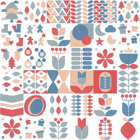 abstract christmas banner, poster, cover, or postcard. geometry Modern scandinavian style, vector illustration backgroundのイラスト素材