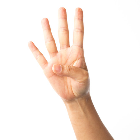 Hand on white backgroundの写真素材