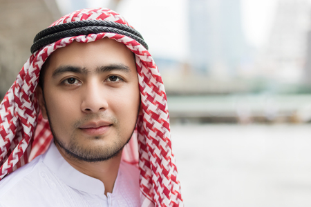 Portrait of young Arabic menの写真素材