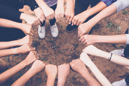 Hands group of teamworkの写真素材
