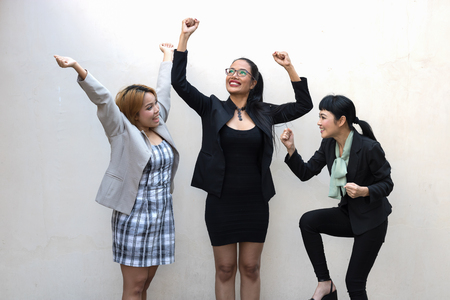 three success woman concept teamworkの写真素材