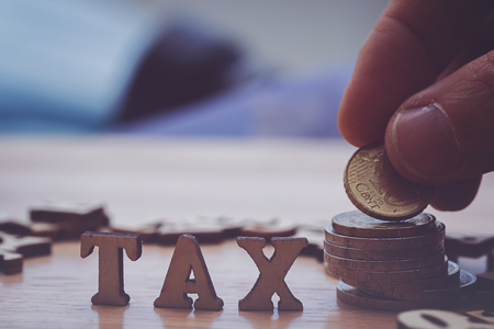 Tax Concept with wooden lettersの写真素材