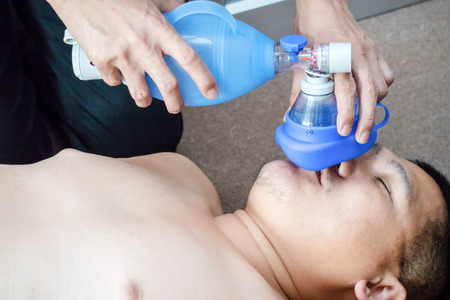 Fat Man was resuscitation and CPR. From obesity cause many diseases / health concept.