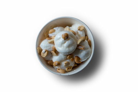 Top view of ice cream with peanutsの写真素材