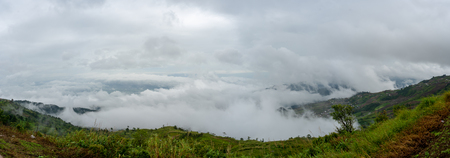 Panorama view of Fog in the valleyの写真素材