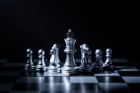 Chess board game for business concept in light and shadow.の写真素材