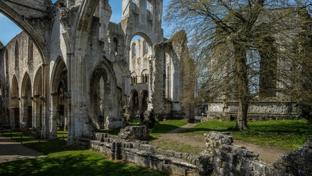 Monastery Abbaye de JumiÃ¨ges in Normandy, Franceの写真素材