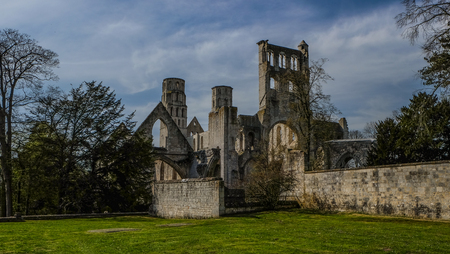 Monastery Abbaye de JumiÃ¨ges / JumiÃ¨ges Abbey in Normandy, Franceの写真素材