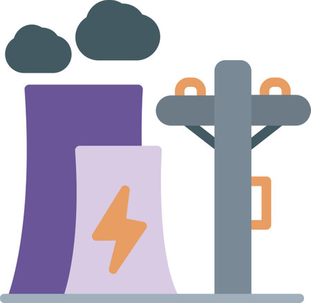 Electric Factory Flat Iconのイラスト素材