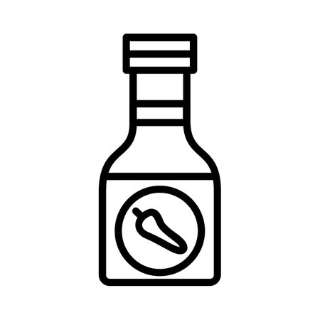 Sauce Bottle Vector Line Iconのイラスト素材