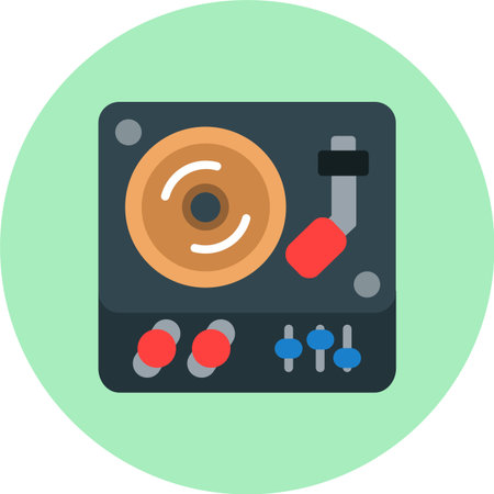 Phonograph Flat Circle Iconのイラスト素材