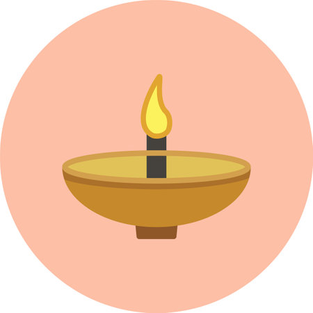 Oil Lamp Flat Circle Iconのイラスト素材