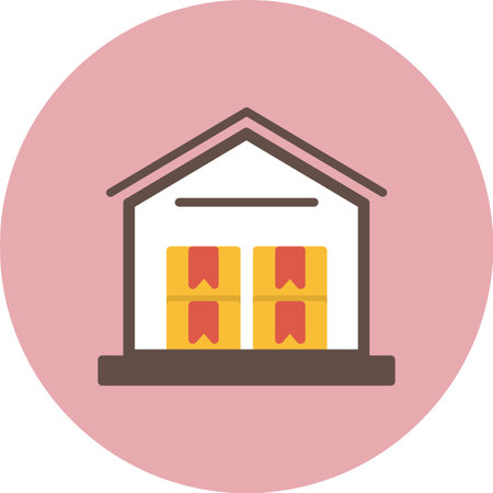 Warehouse Flat Circle Iconのイラスト素材