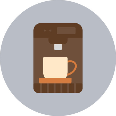 Coffee Machine Flat Circle Iconのイラスト素材