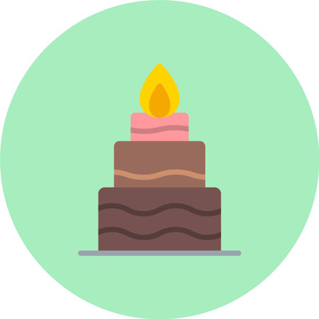 Birthday Cake Flat Circle Icon
