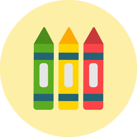 Crayons Flat Circle Iconのイラスト素材