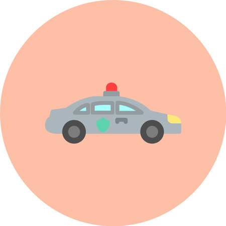 Police Car Flat Circle Iconのイラスト素材