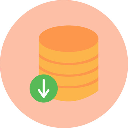 Database Download Flat Circle Iconのイラスト素材