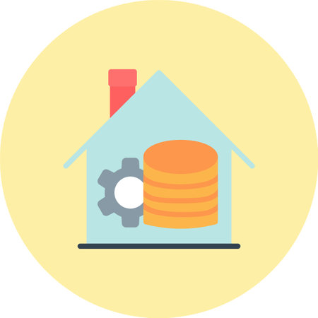 Data Warehouse Flat Circle Iconのイラスト素材