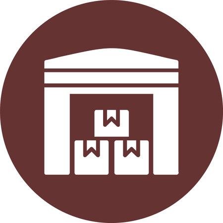 Warehouse Glyph Circle Iconのイラスト素材