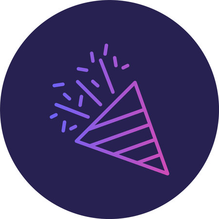 Party Popper Line Circle Gradient Iconのイラスト素材