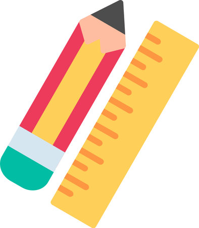 Pencil And Ruler Flat Vector Icon Designのイラスト素材
