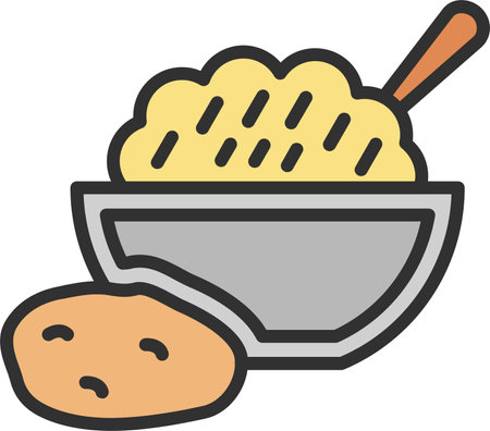 Mashed Potatoes Flat Icon Designのイラスト素材