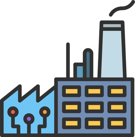 Smart Factory Flat Icon Designのイラスト素材