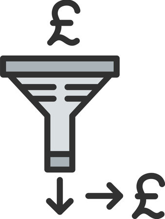 Sales PipeGlyph Euro Line Filled Iconのイラスト素材