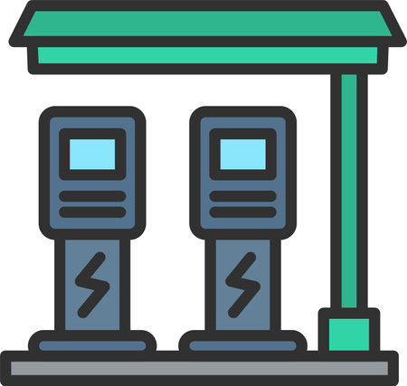 Charging Station Flat Icon Designのイラスト素材