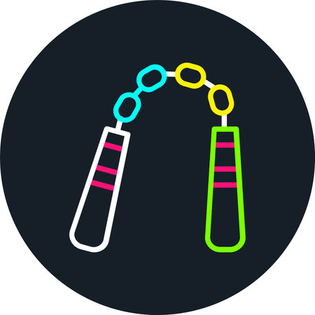 Nunchaku Line Multi Color Iconのイラスト素材