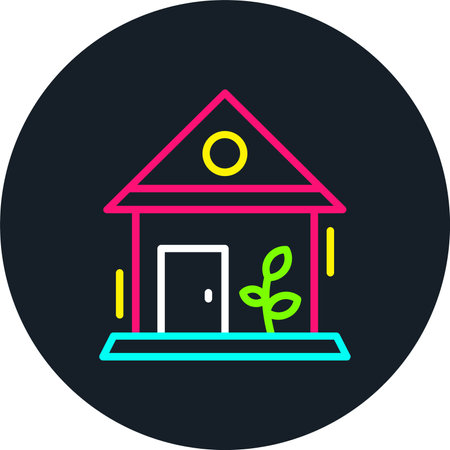 Greenhouse Line Multi Color Iconのイラスト素材