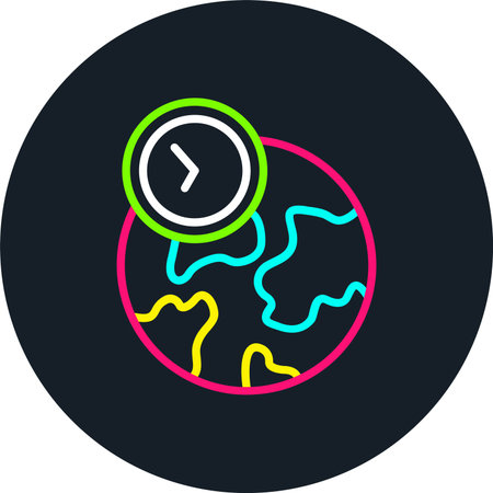 Time Zone Line Multi Color Iconのイラスト素材
