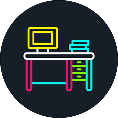 Desk Line Multi Color Iconのイラスト素材